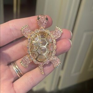 Pink and Gold Turtle Brooch